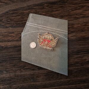 Unique Vintage Embroidered Crown Military Uniform Pin Pinback Look Made In India